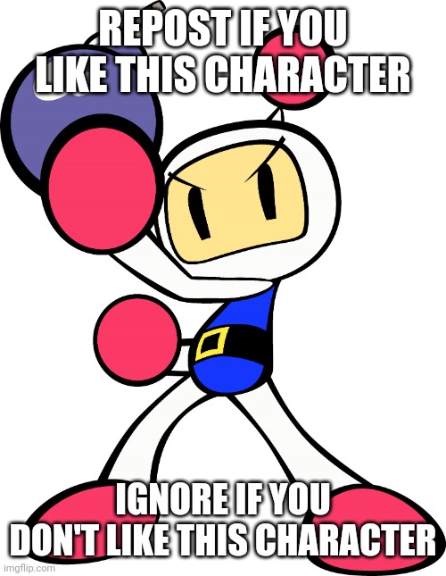 What's your opinions | REPOST IF YOU LIKE THIS CHARACTER; IGNORE IF YOU DON'T LIKE THIS CHARACTER | image tagged in white bomber | made w/ Imgflip meme maker