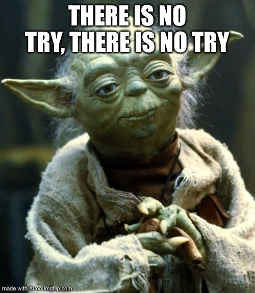 Star Wars Yoda Meme | THERE IS NO TRY, THERE IS NO TRY | image tagged in memes,star wars yoda | made w/ Imgflip meme maker