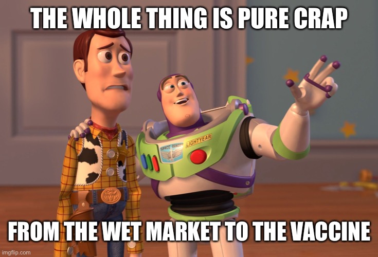 X, X Everywhere Meme | THE WHOLE THING IS PURE CRAP FROM THE WET MARKET TO THE VACCINE | image tagged in memes,x x everywhere | made w/ Imgflip meme maker