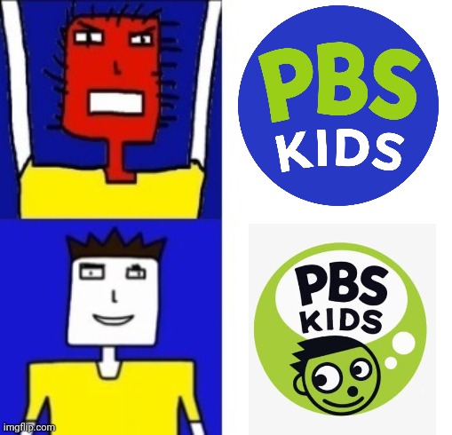 Microsoft Sam prefers the old PBS Kids logo than the new one | image tagged in microsoft sam hotline bling,memes,pbs kids,logo | made w/ Imgflip meme maker