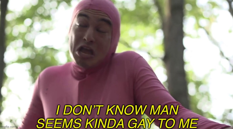 I don’t know man seems kinda gay to me | I DON’T KNOW MAN SEEMS KINDA GAY TO ME | image tagged in i don t know man seems kinda gay to me | made w/ Imgflip meme maker