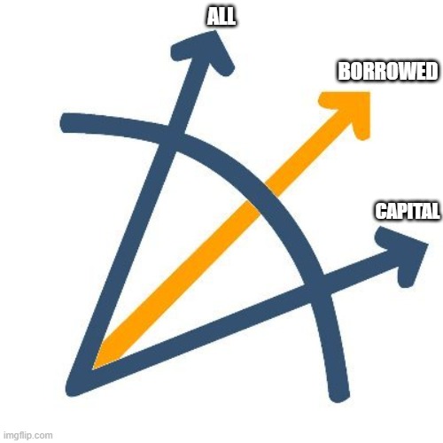 three arrows | ALL; BORROWED; CAPITAL | image tagged in cryptocurrency | made w/ Imgflip meme maker