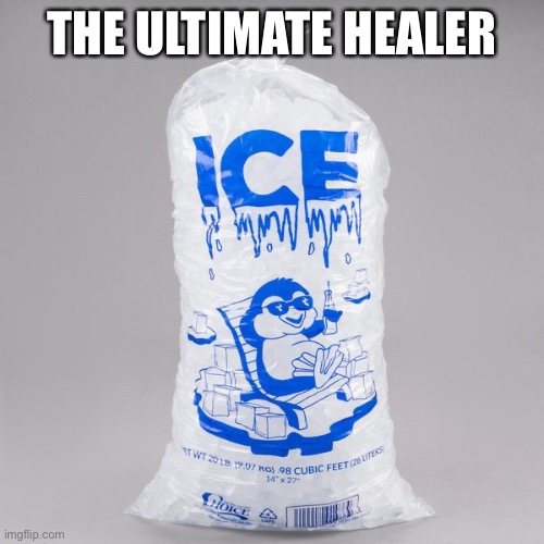 Bag of ice | THE ULTIMATE HEALER | image tagged in bag of ice | made w/ Imgflip meme maker