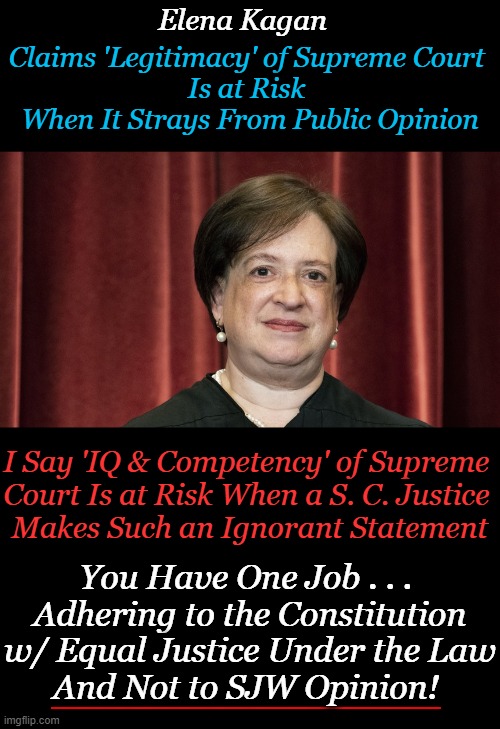 Don't lower hiring standards to 'gender & race' (especially for Supreme Court Justices) or suffer the consequences. | image tagged in politics,elena kagan,supreme court,affirmative action,judgement,opinion | made w/ Imgflip meme maker