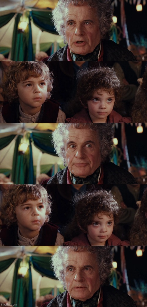 High Quality Bilbo Baggins Talks To Kids In The Shire Blank Template Blank Meme Template