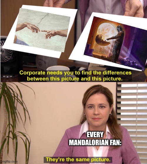 Company needs you to find differenceces | EVERY MANDALORIAN FAN: | image tagged in company needs you to find differenceces | made w/ Imgflip meme maker