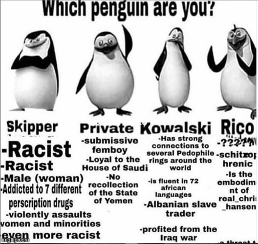 I'd be a combination of skipper, Kowalski, and Rico | made w/ Imgflip meme maker