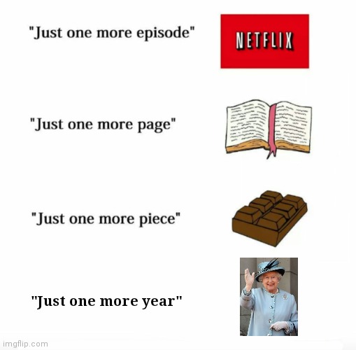 96?!?! | "Just one more year" | image tagged in queen elizabeth,just one more,england,britain,queen | made w/ Imgflip meme maker