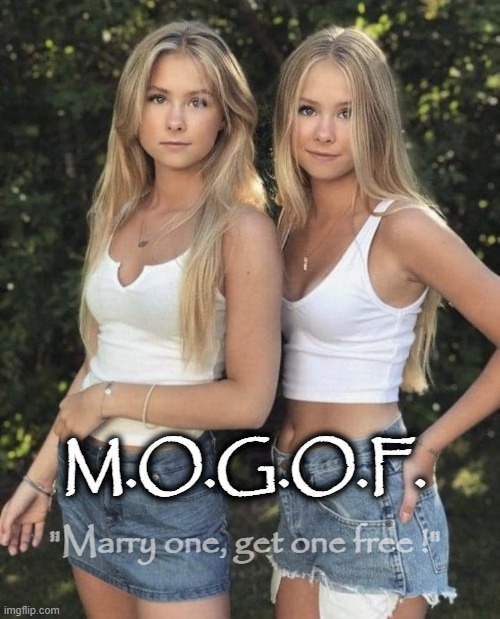 MOGOF | M.O.G.O.F. "Marry one, get one free !" | image tagged in food for thought | made w/ Imgflip meme maker