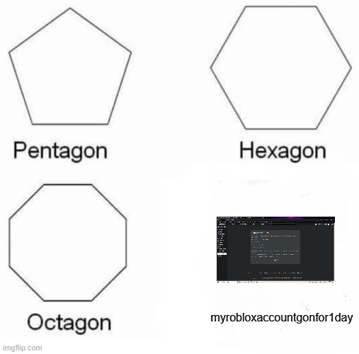 i got banned from roblox so i made this | myrobloxaccountgonfor1day | image tagged in memes,pentagon hexagon octagon | made w/ Imgflip meme maker