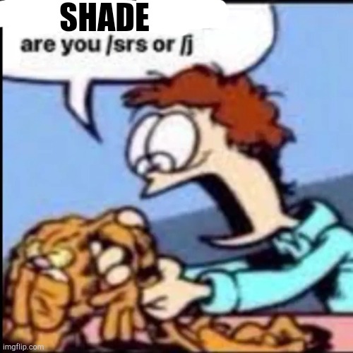 Garfield are you /srs or /j | SHADE | image tagged in garfield are you /srs or /j | made w/ Imgflip meme maker