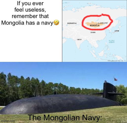 Haha |  If you ever feel useless, remember that Mongolia has a navy🤣; The Mongolian Navy: | image tagged in memes,blank transparent square | made w/ Imgflip meme maker