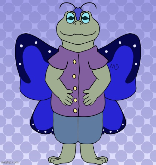 Quartzy the butterfly-toad hybrid, drawn for an art challenge (my art and character) | image tagged in furry,art,drawings,toad,butterfly,animals | made w/ Imgflip meme maker