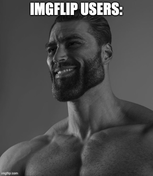 Giga Chad | IMGFLIP USERS: | image tagged in giga chad | made w/ Imgflip meme maker