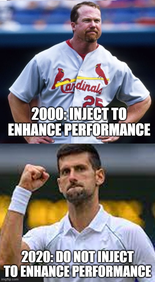 Injections | 2000: INJECT TO ENHANCE PERFORMANCE; 2020: DO NOT INJECT TO ENHANCE PERFORMANCE | image tagged in politics | made w/ Imgflip meme maker