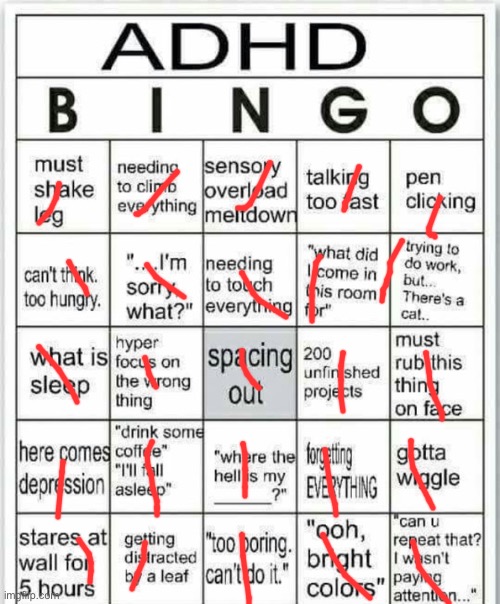 ADHD TIME (Mod note: Welcome to the club) | image tagged in adhd bingo | made w/ Imgflip meme maker