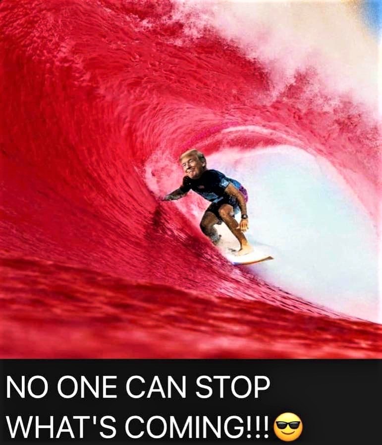 High Quality Trump surfing a red wave Blank Meme Template