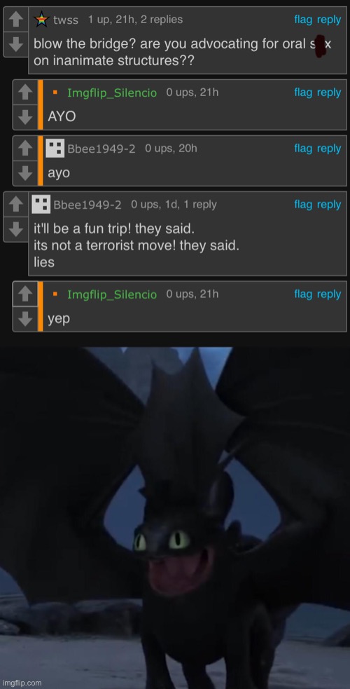 (Remade deleted other one) | image tagged in toothless and lightfury meme,cursed | made w/ Imgflip meme maker