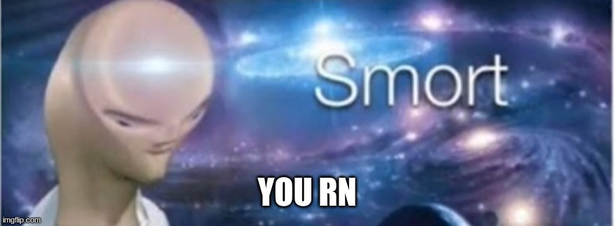 Meme man smort | YOU RN | image tagged in meme man smort | made w/ Imgflip meme maker