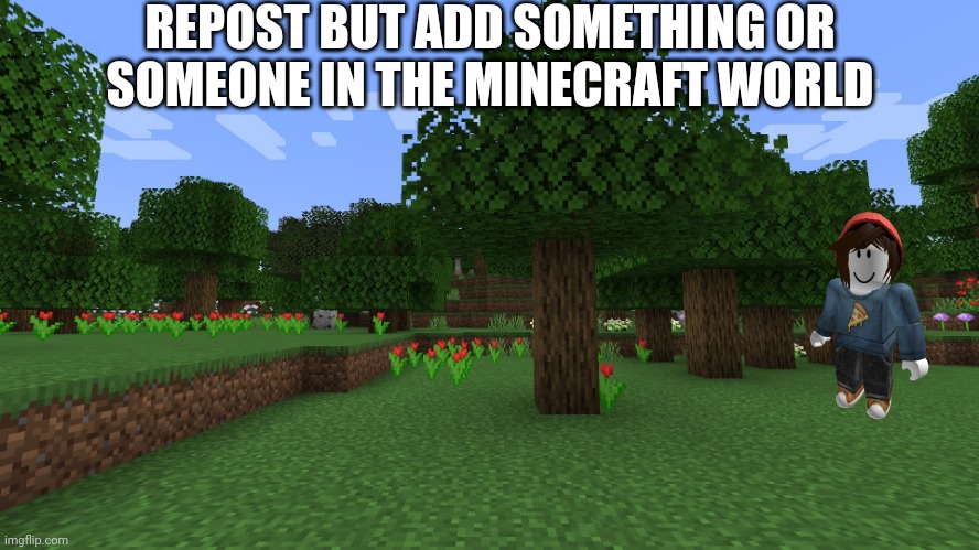 Not to beg but Please I'm lonely! | REPOST BUT ADD SOMETHING OR SOMEONE IN THE MINECRAFT WORLD | image tagged in minecraft forest | made w/ Imgflip meme maker