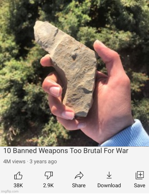 A rock shaped like a handgun | image tagged in banned weapons too brutal for war,rock,funny,memes,blank white template,weapons too brutal for war | made w/ Imgflip meme maker