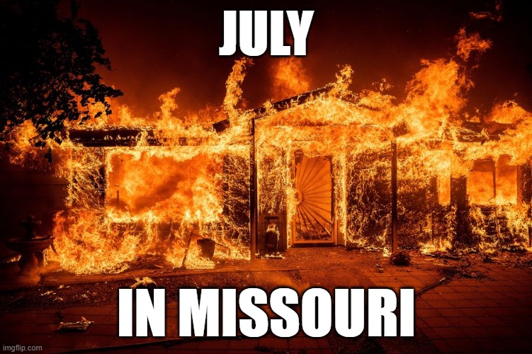 GO MO HEAT |  JULY; IN MISSOURI | image tagged in hot,missouri,summertime | made w/ Imgflip meme maker