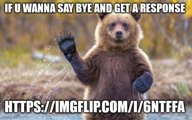 bye bye bear | IF U WANNA SAY BYE AND GET A RESPONSE; HTTPS://IMGFLIP.COM/I/6NTFFA | image tagged in bye bye bear | made w/ Imgflip meme maker