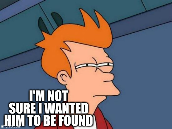 Futurama Fry Meme | I'M NOT SURE I WANTED HIM TO BE FOUND | image tagged in memes,futurama fry | made w/ Imgflip meme maker