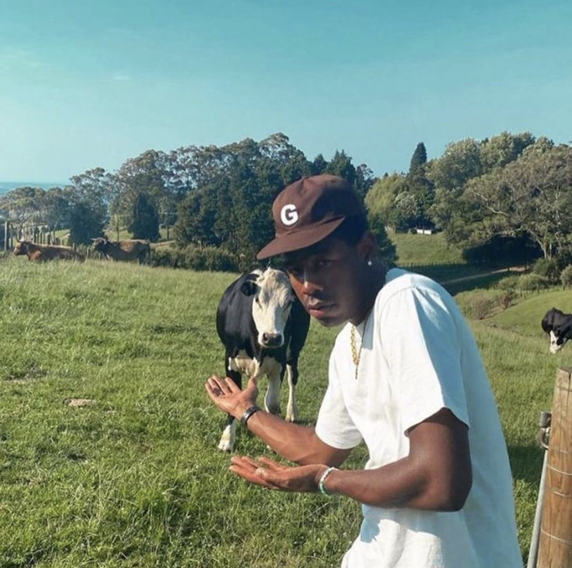 Tyler the creator pointing out cow Blank Meme Template