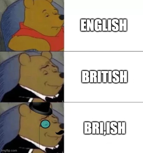 Fancy pooh | ENGLISH; BRITISH; BRI,ISH | image tagged in fancy pooh | made w/ Imgflip meme maker