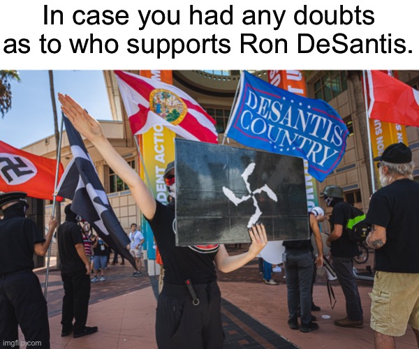 A lot of punchable faces in this crowd. | In case you had any doubts as to who supports Ron DeSantis. | image tagged in nazi,alt right,republicans,conservatives,ron desantis | made w/ Imgflip meme maker