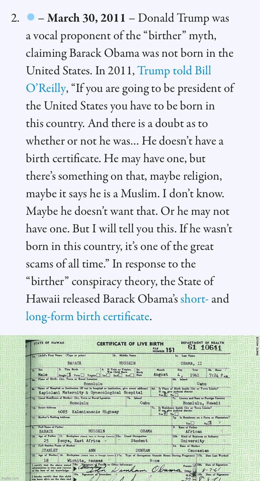 image tagged in donald trump birther conspiracy,obama birth certificate | made w/ Imgflip meme maker