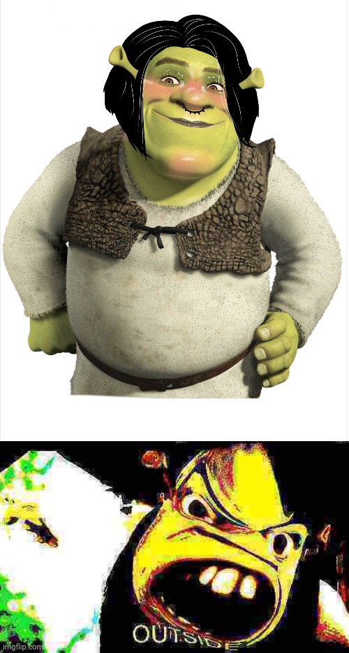 Lady Shrek | image tagged in outside,lady,shrek,memes,cursed image,cursed | made w/ Imgflip meme maker