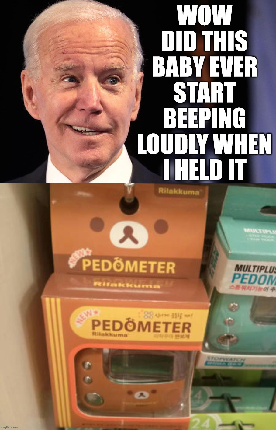 When the alarm sounds.... |  WOW DID THIS BABY EVER START BEEPING LOUDLY WHEN I HELD IT | image tagged in political meme,creepy joe biden,pedophile | made w/ Imgflip meme maker