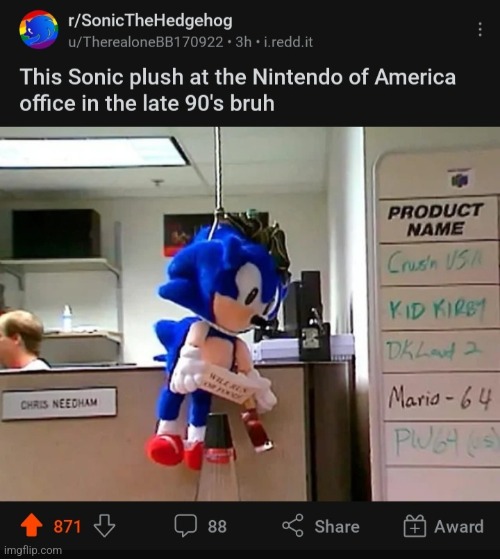 BRUH! | image tagged in sonic the hedgehog,nintendo | made w/ Imgflip meme maker