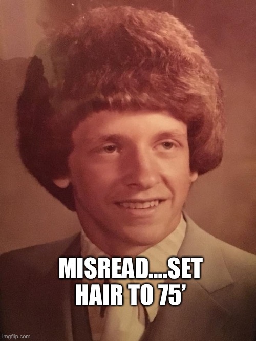 70’s High School | MISREAD….SET HAIR TO 75’ | image tagged in 70 s high school | made w/ Imgflip meme maker
