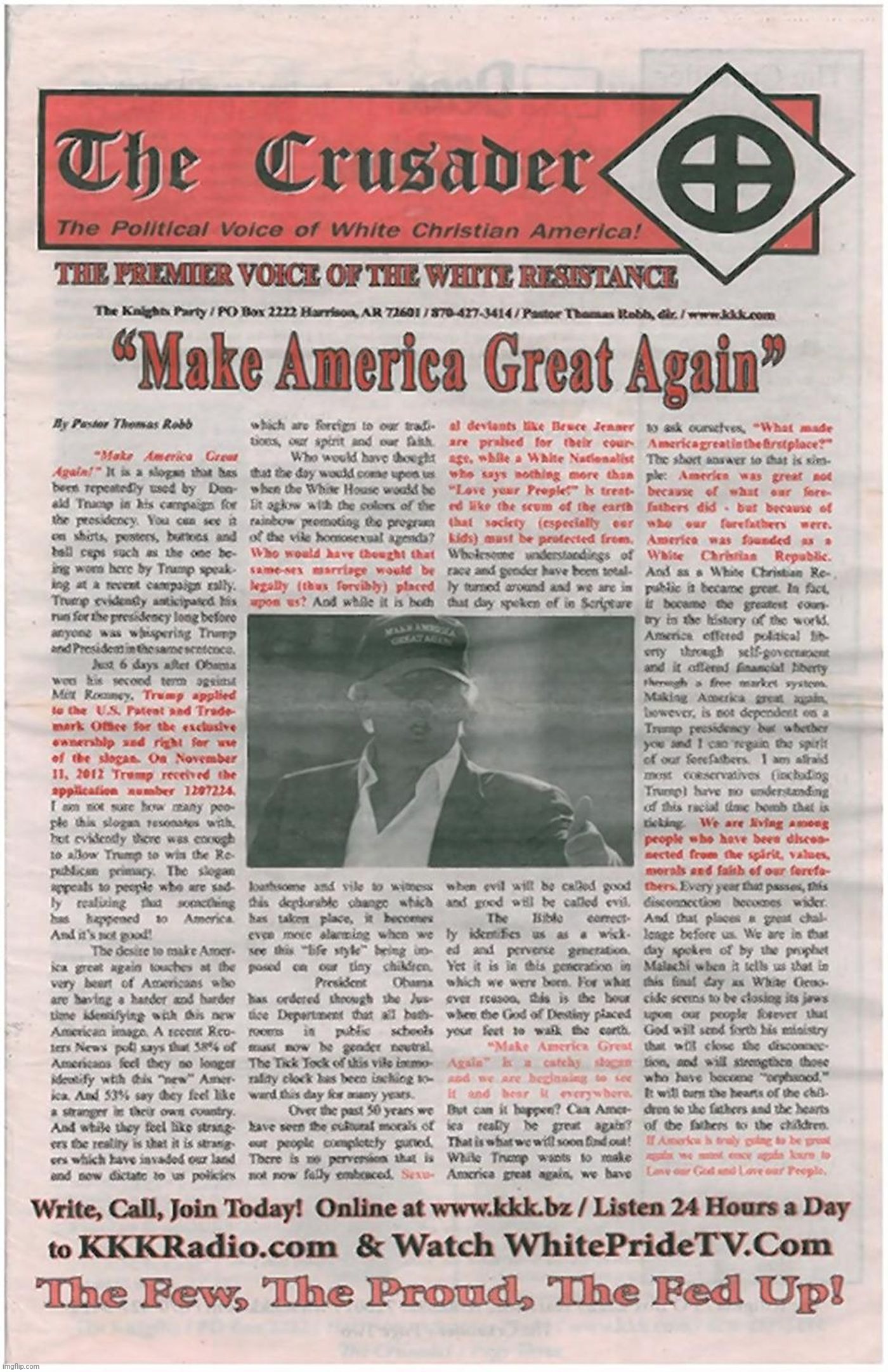 Trump KKK paper endorsement | image tagged in trump endorsed by kkk paper | made w/ Imgflip meme maker