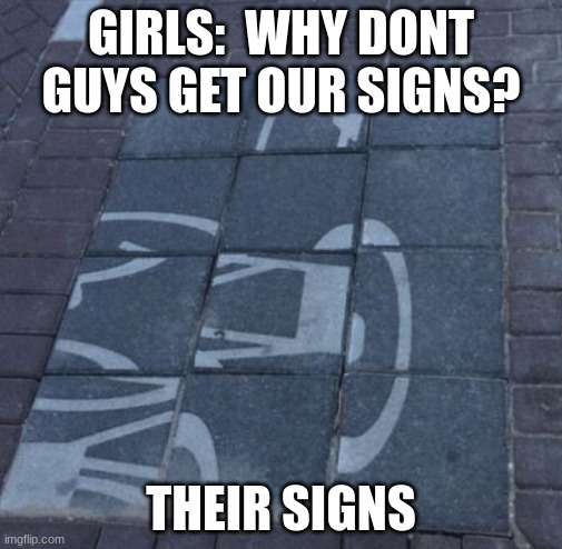 Puzzling | GIRLS:  WHY DONT GUYS GET OUR SIGNS? THEIR SIGNS | image tagged in puzzling,memes,funny | made w/ Imgflip meme maker