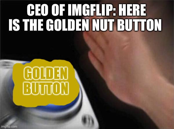 Blank Nut Button | CEO OF IMGFLIP: HERE IS THE GOLDEN NUT BUTTON; GOLDEN BUTTON | image tagged in memes,blank nut button | made w/ Imgflip meme maker