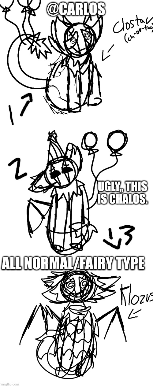 @CARLOS; UGLY,, THIS IS CHALOS. ALL NORMAL/FAIRY TYPE | made w/ Imgflip meme maker