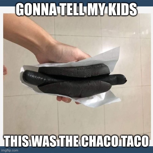Chaco taco | GONNA TELL MY KIDS; THIS WAS THE CHACO TACO | image tagged in funny | made w/ Imgflip meme maker
