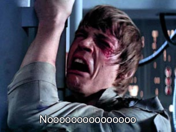 Luke Skywalker Noooo | Nooooooooooooooo | image tagged in luke skywalker noooo | made w/ Imgflip meme maker