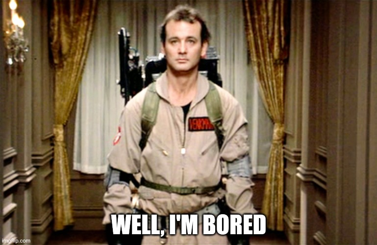 Bill Murray Ghostbusters | WELL, I'M BORED | image tagged in bill murray ghostbusters | made w/ Imgflip meme maker