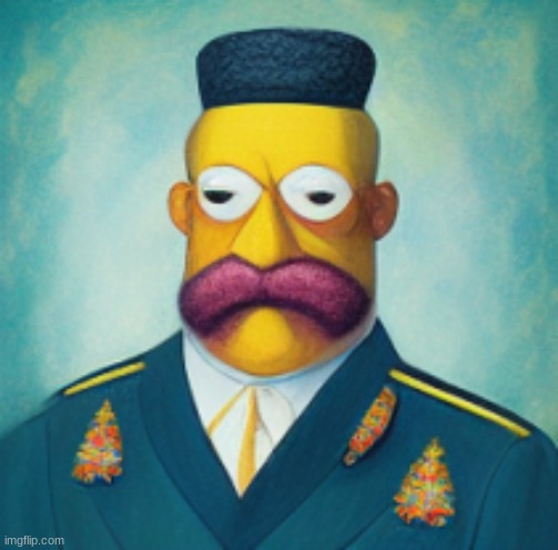 Homer simpson as a soviet dictator from Dall e 2 | made w/ Imgflip meme maker