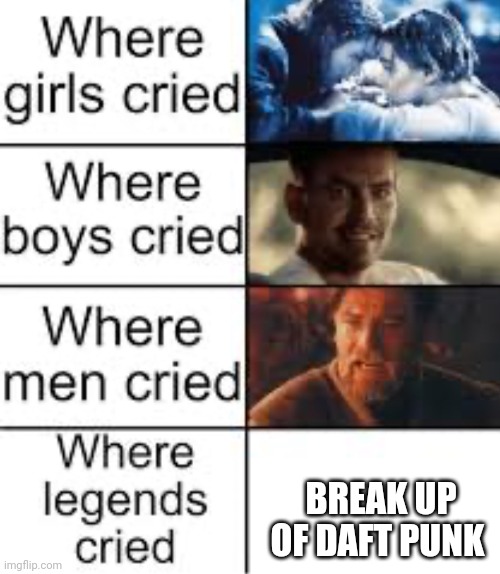 :skull: | BREAK UP OF DAFT PUNK | image tagged in where legends cried | made w/ Imgflip meme maker