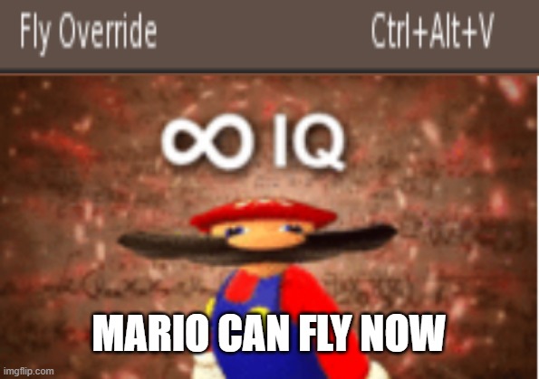 Mario got a free estate ban | MARIO CAN FLY NOW | image tagged in infinite iq,second life,flying | made w/ Imgflip meme maker