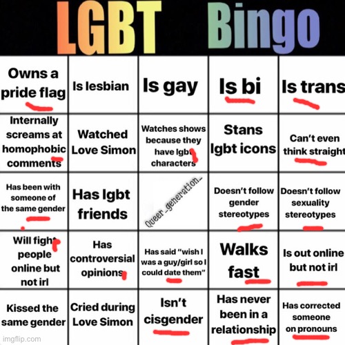 I just put bi because there was no pan | image tagged in lgbtq bingo | made w/ Imgflip meme maker