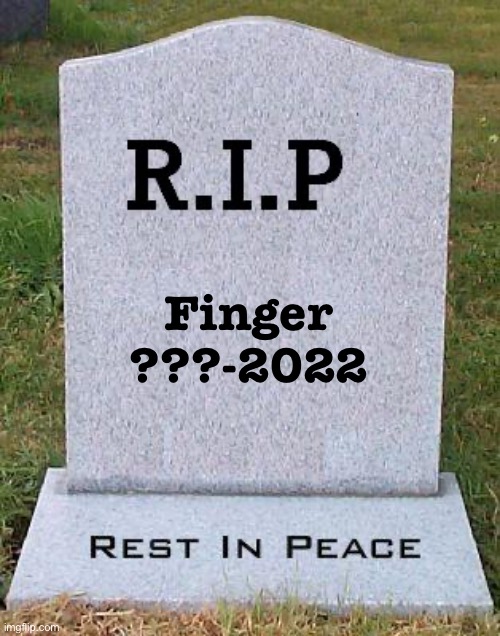 RIP headstone | Finger
???-2022 | image tagged in rip headstone | made w/ Imgflip meme maker