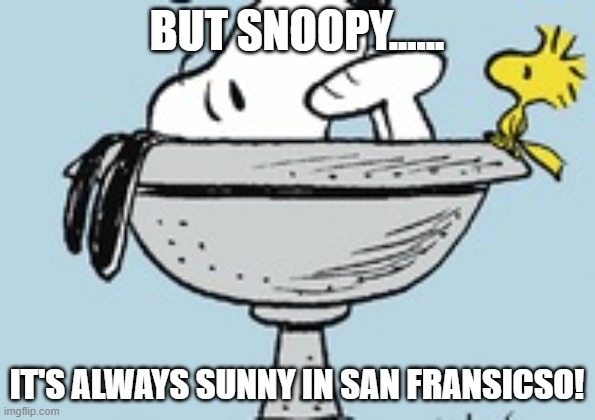 BUT SNOOPY...... IT'S ALWAYS SUNNY IN SAN FRANSICSO! | made w/ Imgflip meme maker