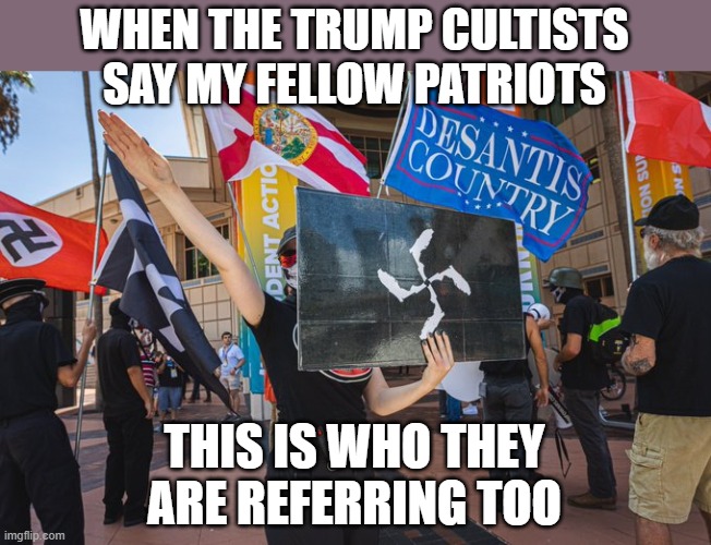 Nazi Desantis | WHEN THE TRUMP CULTISTS SAY MY FELLOW PATRIOTS; THIS IS WHO THEY ARE REFERRING TOO | image tagged in nazi desantis | made w/ Imgflip meme maker